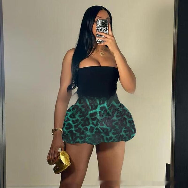 Women Clothing New Leopard Print Printed All-matching Skirt