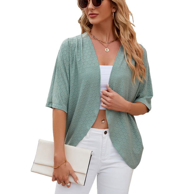 Half Sleeves Cardigan Knitted Cardigan Coat Office Cardigan